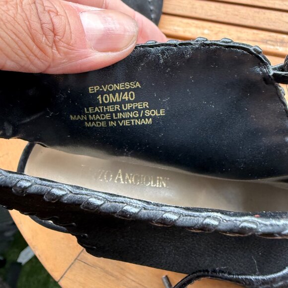 Enzo Angiolini Black Suede Open-Toe Lace-Up Heeled Ankle Boots Size 10M - Picture 8 of 8